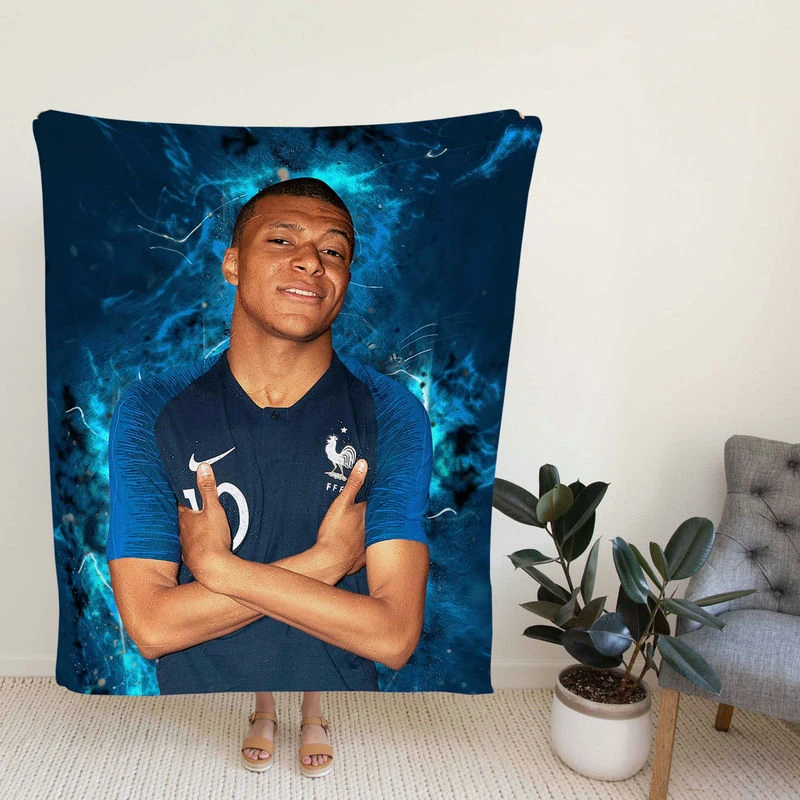 Kylian Mbappe Lottin France Ligue 1 Football Player Fleece Blanket