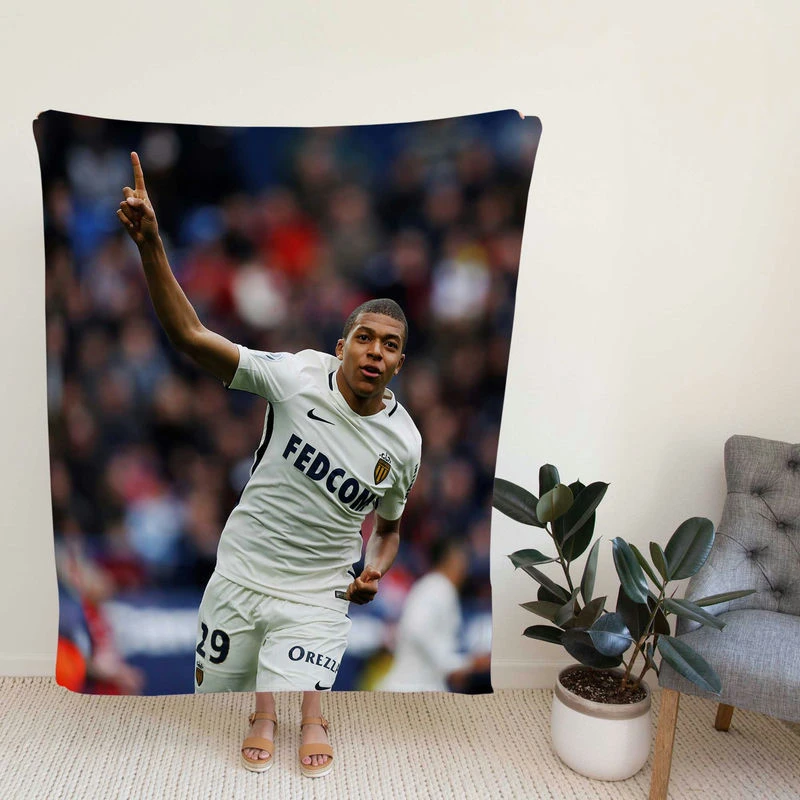 AS Monaco Football Player Kylian Mbappe Fleece Blanket
