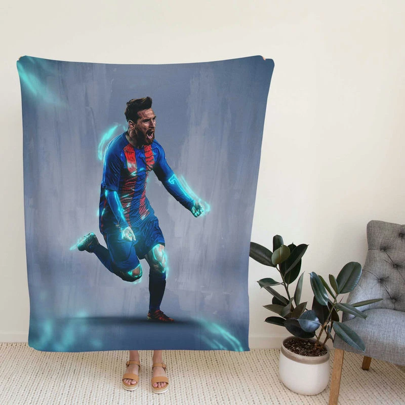 Energetic Footballer Lionelsi Fleece Blanket