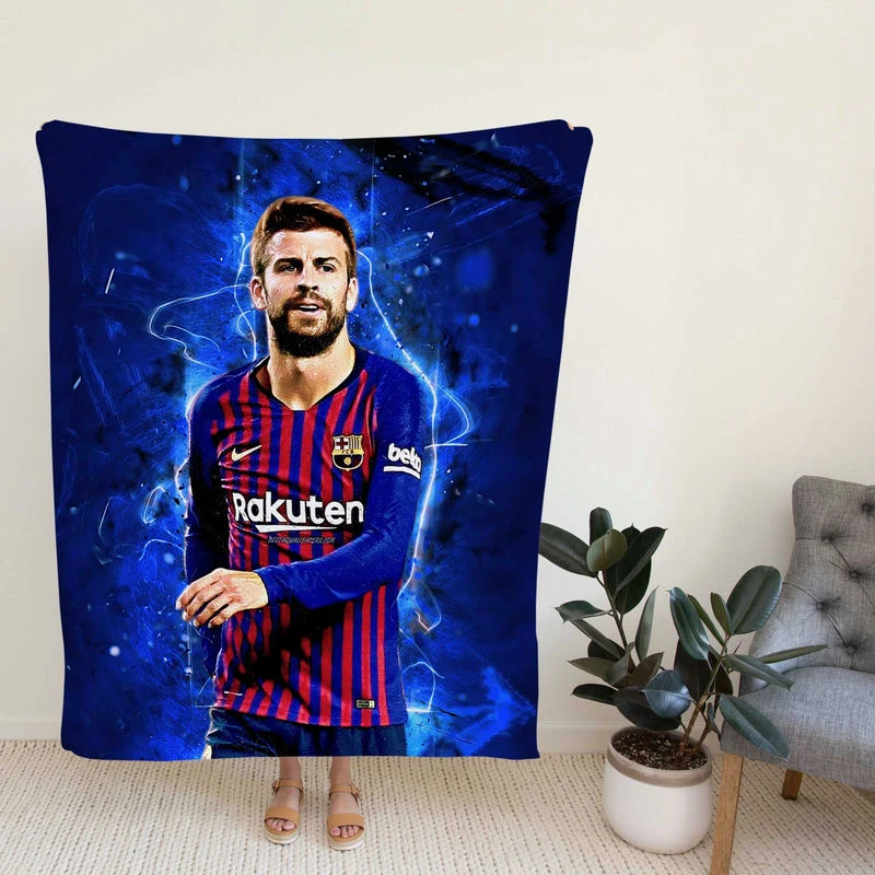 Gerard Piqtrong Barcelona Defend Football Player Fleece Blanket
