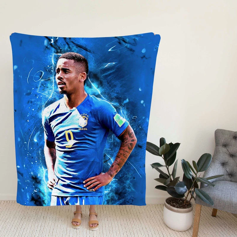Gabrielus Awarded Brazilian Football Player Fleece Blanket