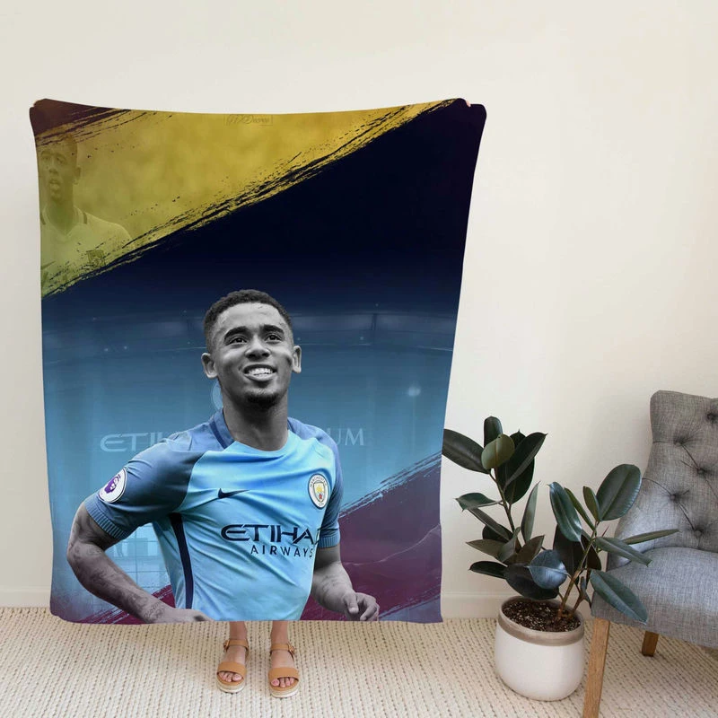 Gabrielus Manter City Football Player Fleece Blanket