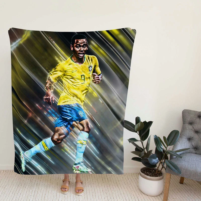 Gabrielus Excellent Brazilian Forward Football Player Fleece Blanket
