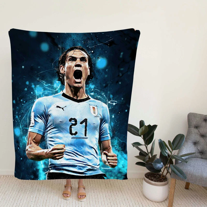 Eon Cavani Uruguayan Energetic Football Player Fleece Blanket