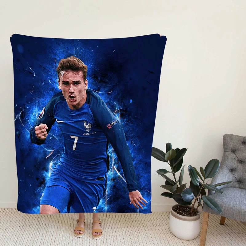 Antoine Griezmann France Energetic Football player Fleece Blanket