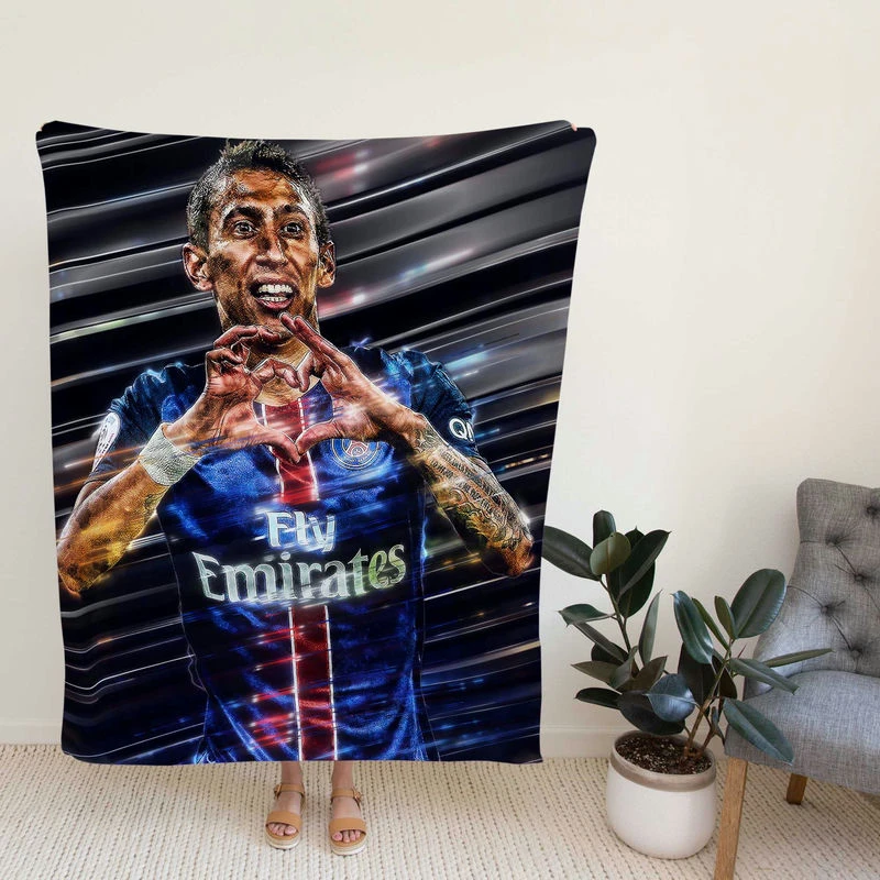 Angel Di Maria Energetic Football Player Argentina Fleece Blanket