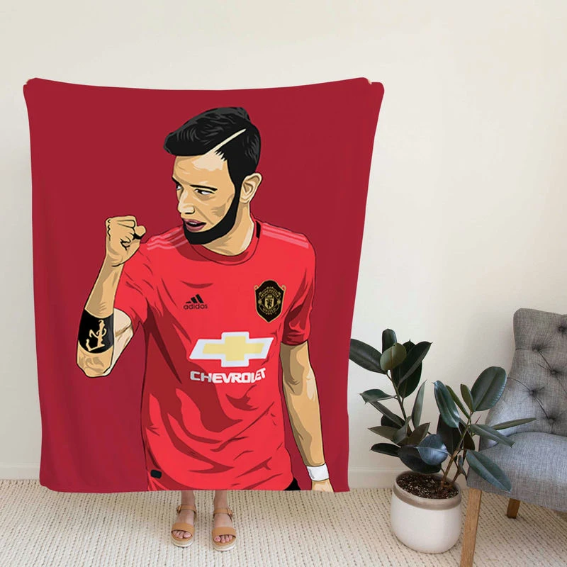 Bruno Ferna Manter United Football Player Fleece Blanket