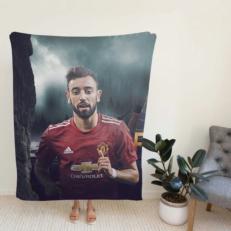 Bruno Ferna Manter United Midfield Football Player Fleece Blanket