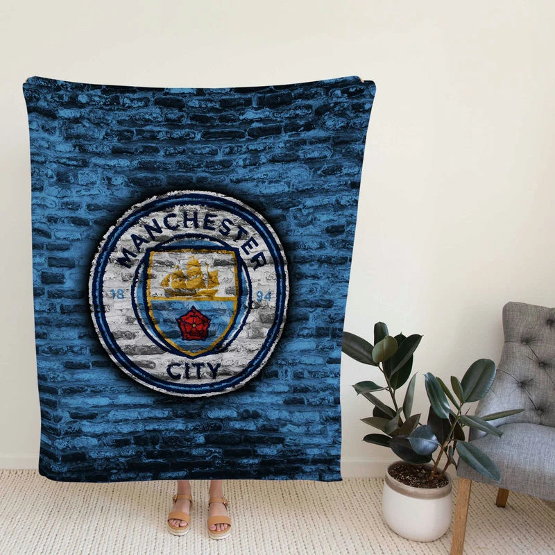 Spirited Football Club Manter City Logo Fleece Blanket