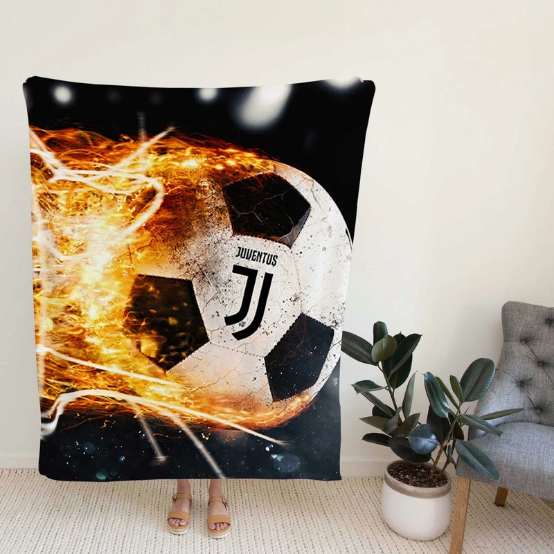 Juve Fire Ball Footballign Logo Fleece Blanket