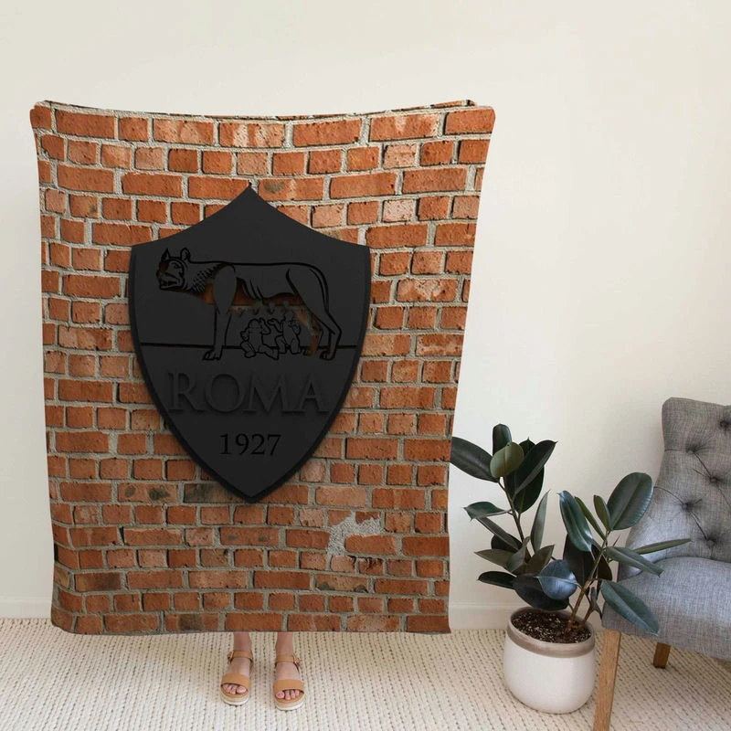 AS Roma Football Team Logo in Wall Fleece Blanket
