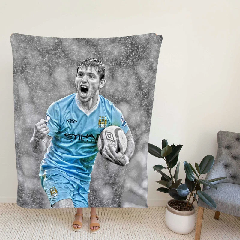 Sergio Aguero Dependable Cioccer Player Fleece Blanket