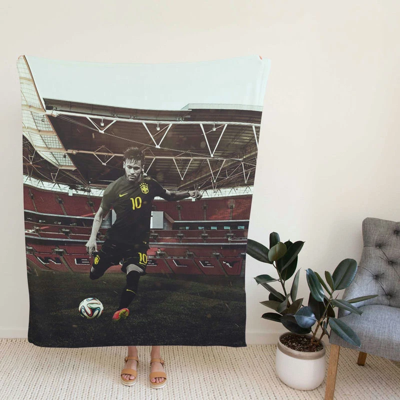 Neymar Jr Clever Brazoccer Player Fleece Blanket