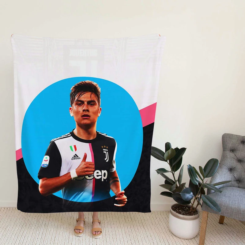 Spirited Juoccer Player Paulo Dybala Fleece Blanket