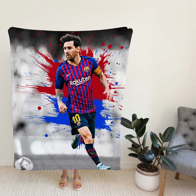 Lionelsi Barca Champ Lea Soccer Player Fleece Blanket