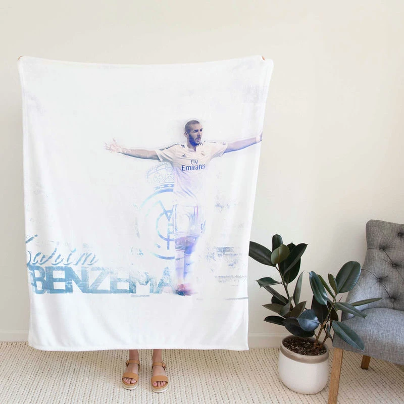 Real Madroccer Player Karim Benzema Fleece Blanket