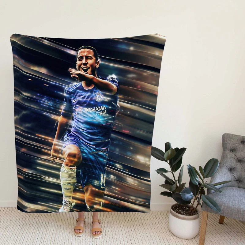Powerfull Coccer Player Eden Hazard Fleece Blanket
