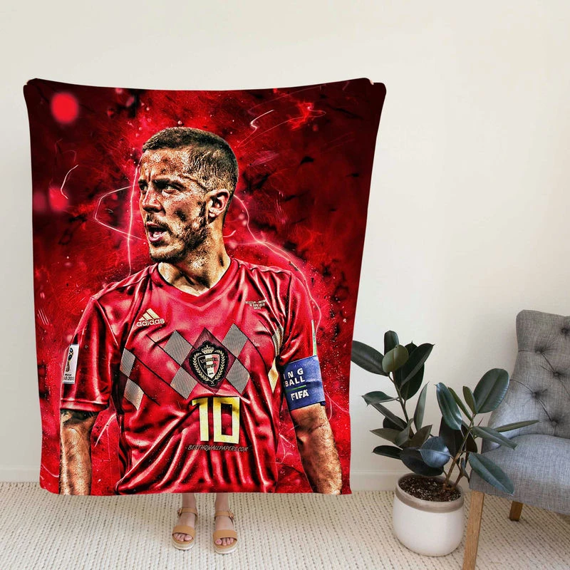 Strong Belgioccer Player Eden Hazard Fleece Blanket
