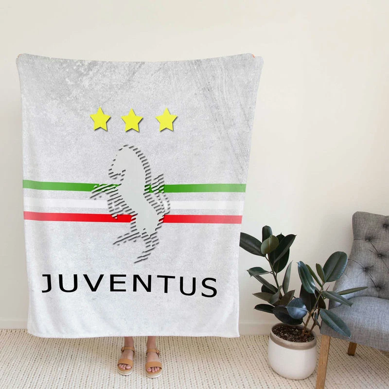 Italian Populoccer Club Juve Logo Fleece Blanket