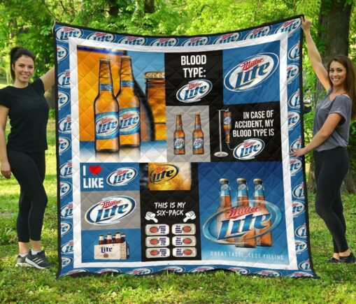 Miller Lite Fleece Blanket Quilt Blanket Funny Gift For Beer Lover