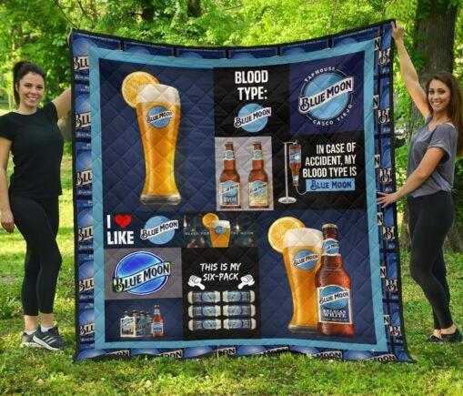 Blue Moon Fleece Blanket Quilt Blanket Funny Gift For Beer Lover