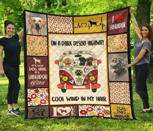 On Darkert Hippie Van Labrador Fleece Blanket Quilt Blanket Dog Lover