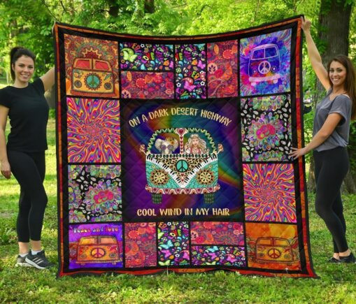 Cool Win In My Hair Hippie Van Fleece Blanket Quilt Blanket Funny