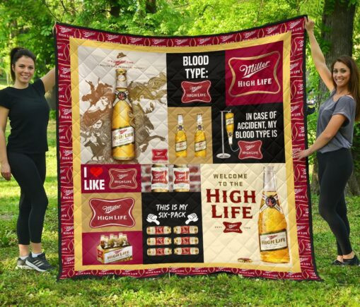 Miller High Life Fleece Blanket Quilt Blanket Funny Gift For Beer Lover