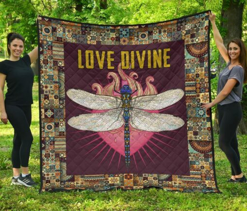 Love Divine Dragonfly Fleece Blanket Quilt Blanket Beautiful