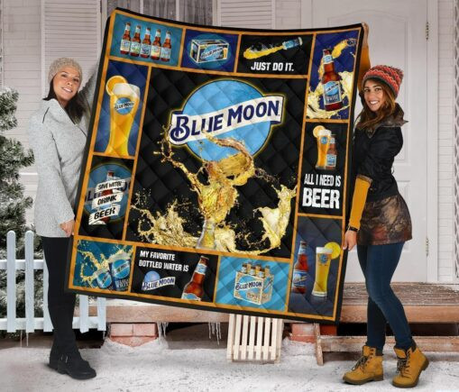 Blue Moon Fleece Blanket Quilt Blanket Funny For Beer Lover