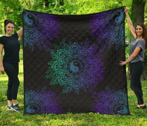 Mandala Yin and Yang Fleece Blanket Quilt Blanket For Yoga Lover
