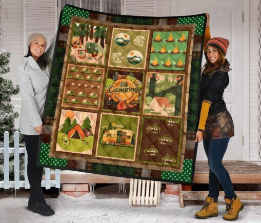 Camping Fleece Blanket Quilt Blanket Funny Gift For Camping Lover