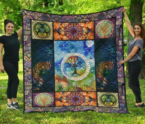 Colorful Tree Of Life Fleece Blanket Quilt Blanket For Earth Lover