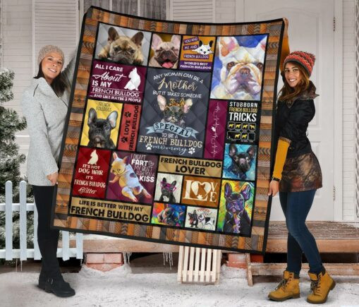 Mommy French Bulldog Fleece Blanket Quilt Blanket