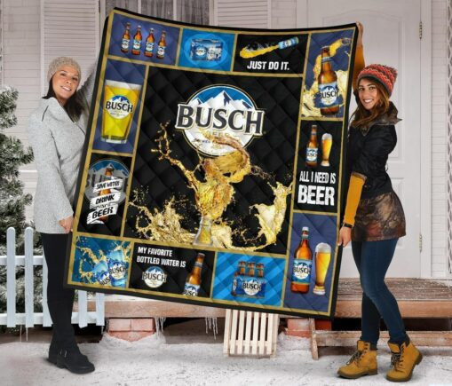 Busch Fleece Blanket Quilt Blanket Beer Lover Funny Gift