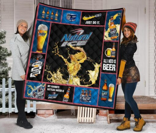 Natural Ice Fleece Blanket Quilt Blanket All I Nee Beer Funny