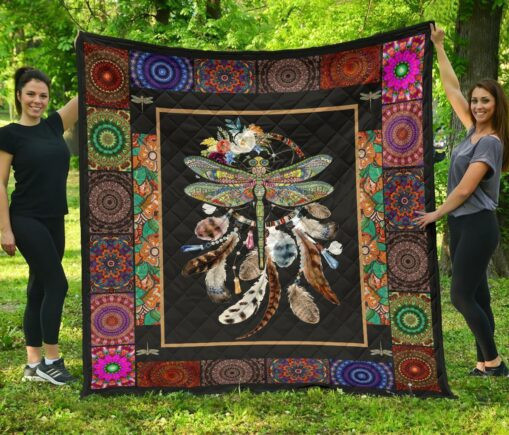 Native Dragonfly Dreamcatcher Fleece Blanket Quilt Blanket Bedding Decor Idea