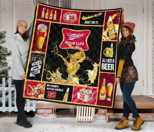 Miller High Life Fleece Blanket Quilt Blanket All I Nee Beer
