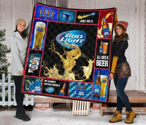 Bud Light Fleece Blanket Quilt Blanket Beer Lover Funny