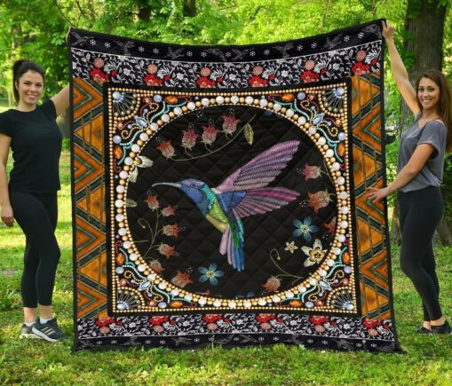 Graphic Art Humming Bird Fleece Blanket Quilt Blanket
