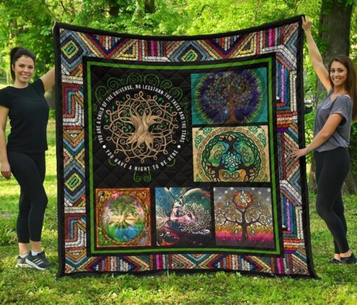 Graphic Art Tree of Life Fleece Blanket Quilt Blanket Gift For Earth Lover