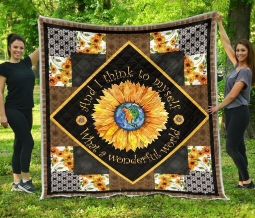 Colorful What a Wonderful Worunflower Fleece Blanket Quilt Blanket Gift