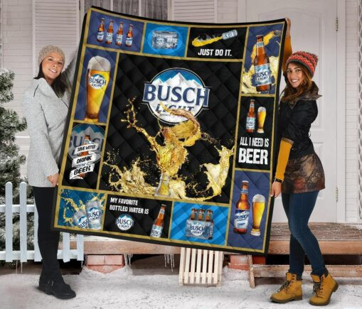 Busch Light Fleece Blanket Quilt Blanket Beer Lover Funny Gift