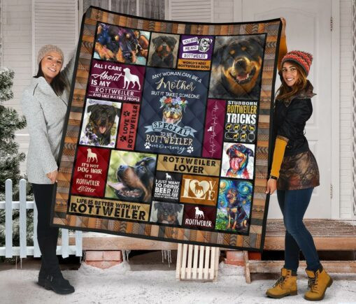Mommy Rottweiler Fleece Blanket Quilt Blanket