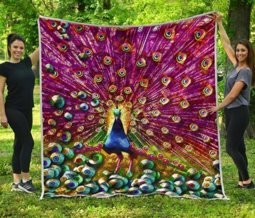 Colorful Peacock Fleece Blanket Quilt Blanket Gift For Peacock Lover