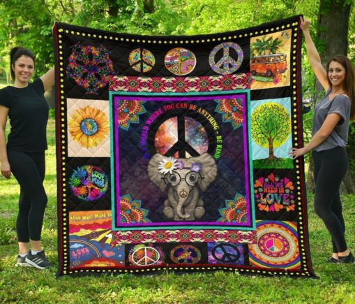 Cute Hippie Elephant Fleece Blanket Quilt Blanket Funny