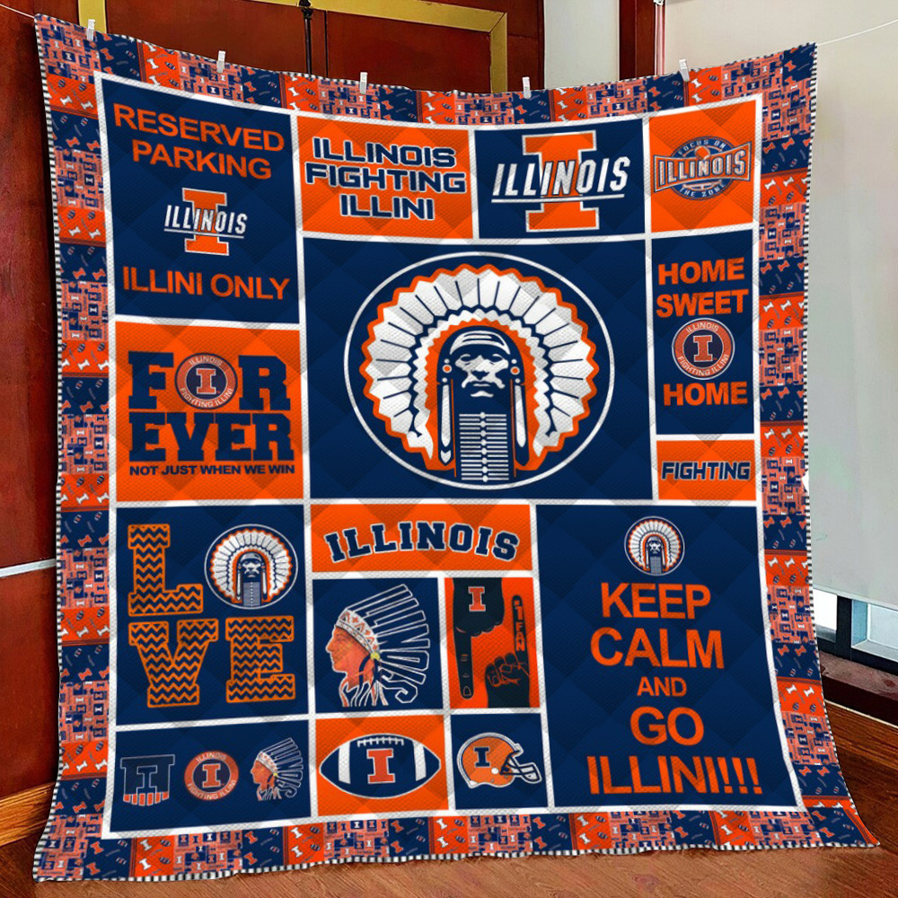 Illi Fighting Illini Fleece Blanket Quilt Blanket For Bed