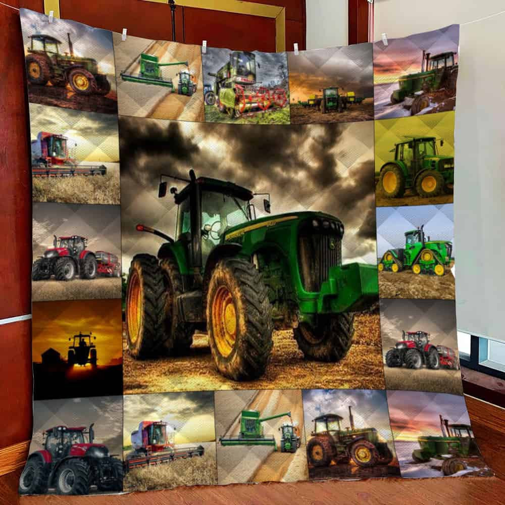 Farmer Tractor Fleece Blanket Quilt Blanket