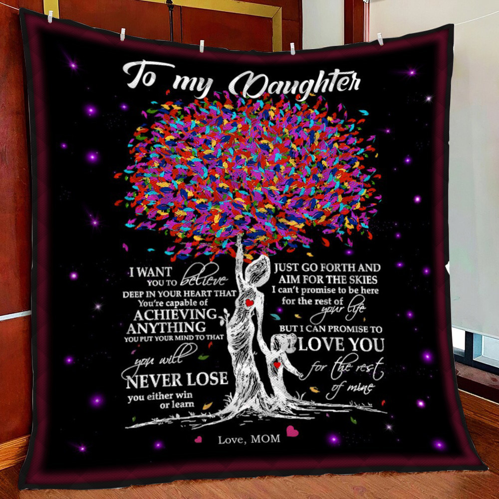 To My Daughter Nevere Love Mom Fleece Blanket Quilt Blanket