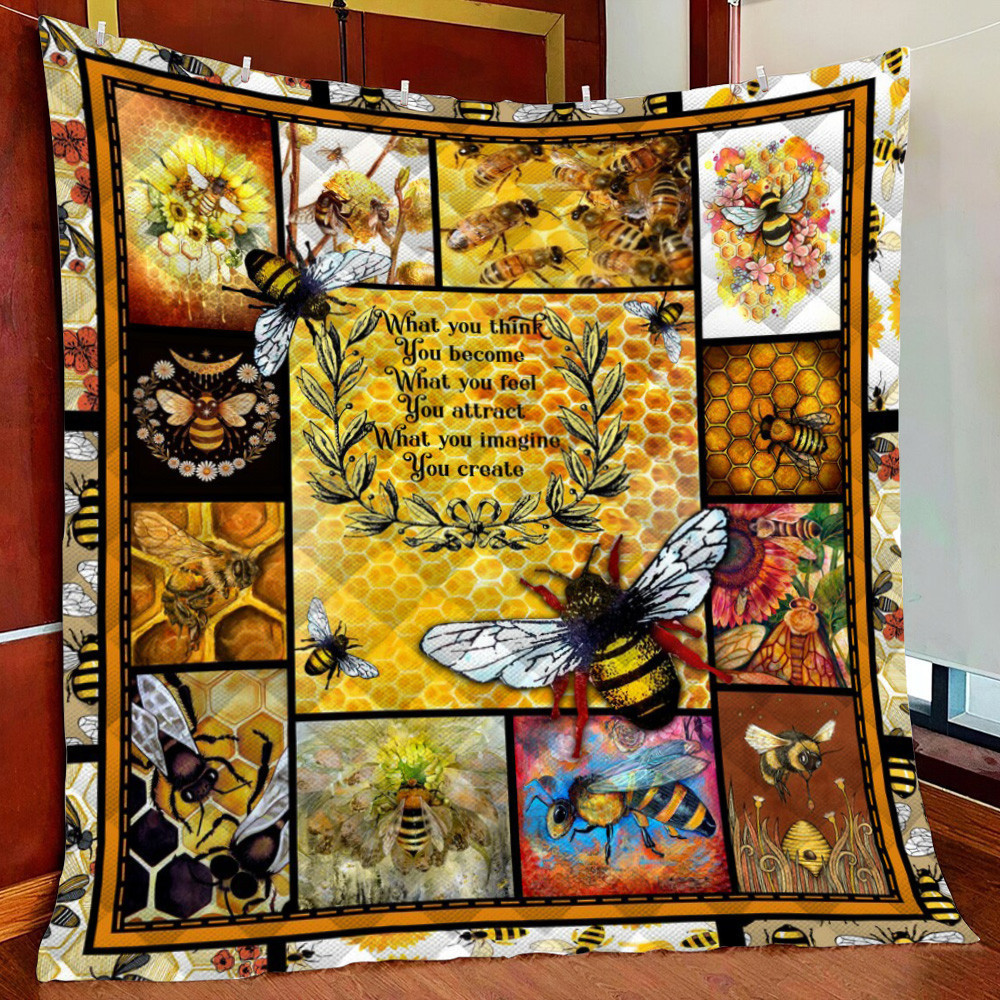 Honey Bee Fleece Blanket Quilt Blanket